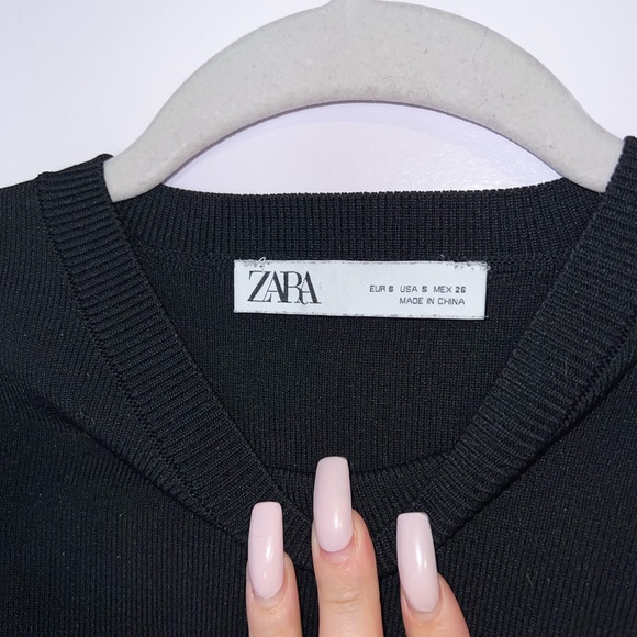 Zara Black Knit Long Puff Sleeve Top - Picture 7 of 7